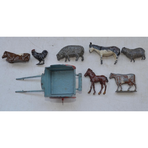 419 - Collection of vintage models and toys to include boxed  Crescent Toys Dexta Tractor, charming tinpla... 