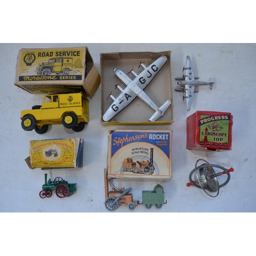 419 - Collection of vintage models and toys to include boxed  Crescent Toys Dexta Tractor, charming tinpla... 