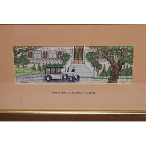 212 - Framed Stevengraph Delicately Woven pictures 'Rolls Royce Open Tourer c.1930' & 'Rolls Royce Phantom... 