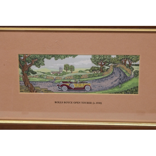 212 - Framed Stevengraph Delicately Woven pictures 'Rolls Royce Open Tourer c.1930' & 'Rolls Royce Phantom... 