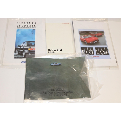 233 - Fourteen modern brochures, inc. AC Ace, Sierra Cosworth, Jag XJS, Skegra RS. Cosworth, VW Corrado, M... 