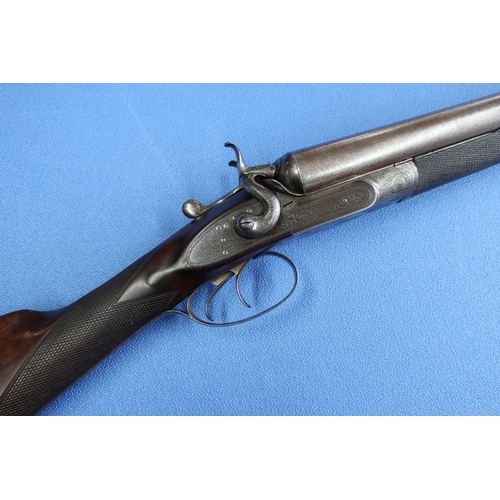 12 bore black powder proof double barreled hammer gun by Burgess with