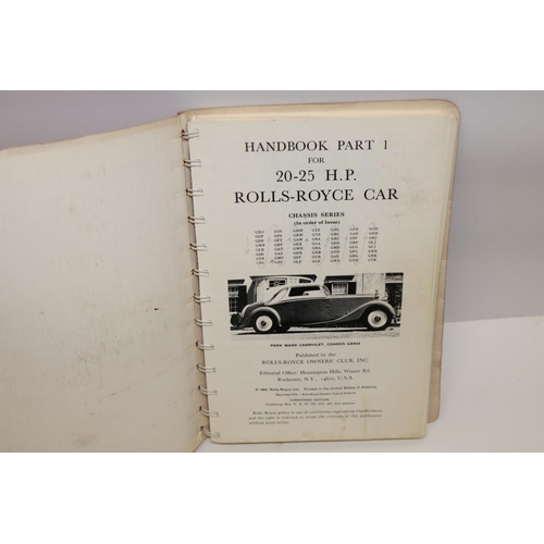 143 - Rolls-Royce 20-25 H.P. Car manual, from the Rolls-Royce Owners Club Inc.