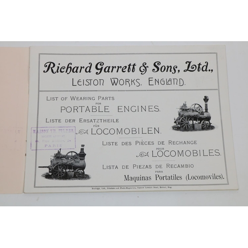 161 - C19th/ early 20th Richard Garett & Sons Ltd international list of wearing parts for Portable Engines