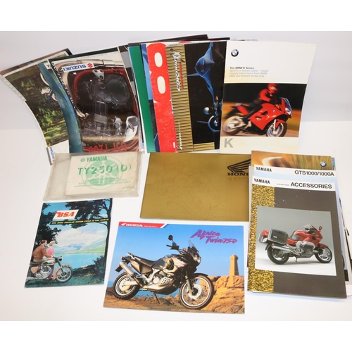 230 - Collection of Motor Cycle Brochures from 1980s/90s mainly Japanese inc. Yamaha TY250 (D) Owners Serv... 