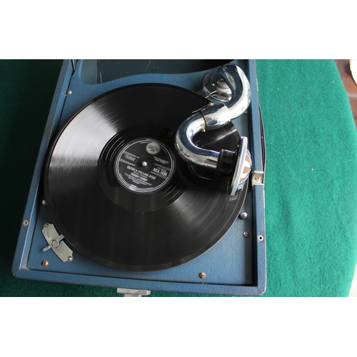 315 - HMW portable gramophone and collection of 78 records