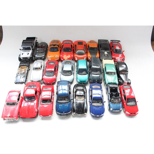 441 - 24x unboxed 1/24 scale diecast model vehicles, incl. Jada Toys, Franklin Mint, Welly etc.