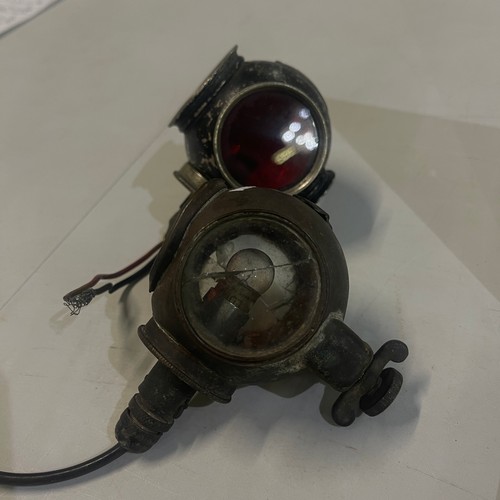 82 - Two divers helmet rear lamps , 1 Smiths, 1 Lucas