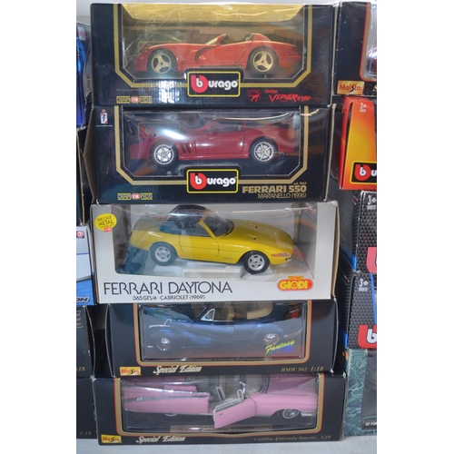 427 - 15x 1/18 scale diecast model vehicles, various manufactureres to include Maisto, Burago, Techno Giod... 