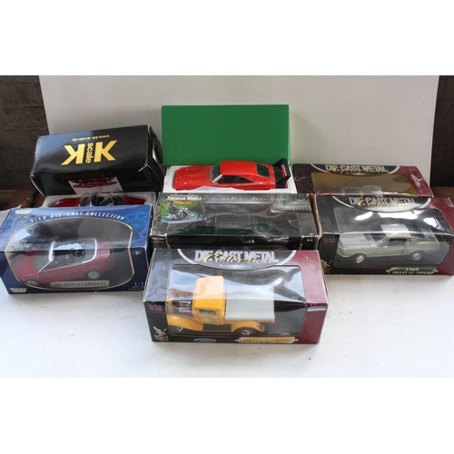 429 - 6x 1/18 scale diecast model vehicles incl. Motor Max, KK Scale, Road Signatue etc. All boxed.