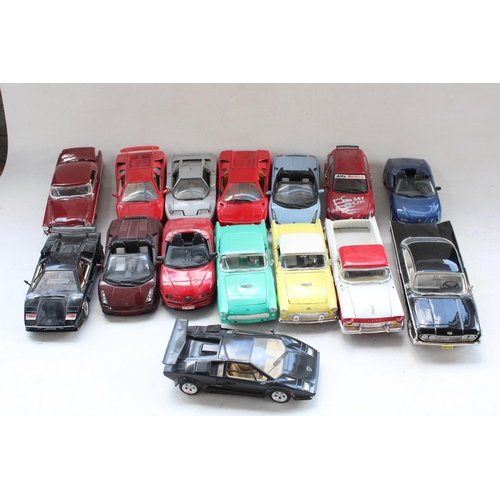 431 - 15x unboxed 1/18 scale diecast model vehicles incl. Maisto, Ertl etc.