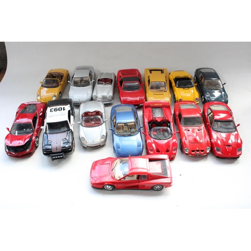 434 - 15x unboxed 1/18 scale diecast model vehicles incl. Maisto & Burago