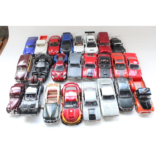 441 - 24x unboxed 1/24 scale diecast model vehicles, incl. Jada Toys, Franklin Mint, Welly etc.