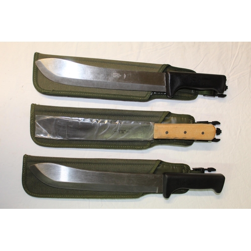 25 - Pair of J.Adams Ltd of Sheffield butchers knives with plastic handles and a Taylors Eyewitness butch... 