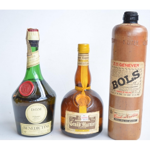 657 - Vintage bottles of D.O.M Benedictine, Grand Marnier Triple Orange and Bols, all unopened. Also inclu... 