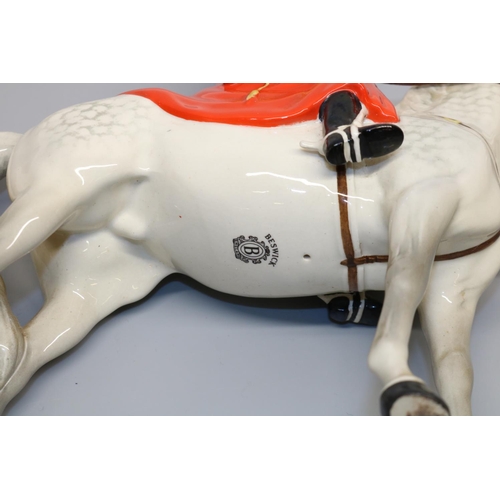 1250 - Beswick figure of a Life Guard on dappled grey horse, H25cm