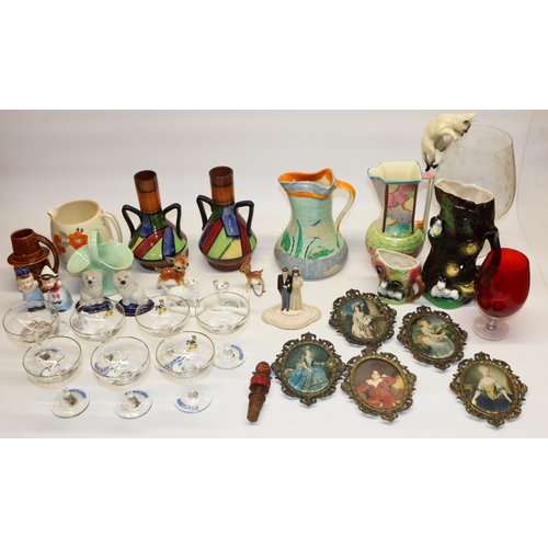 1255 - Quantity of 1930s and later ceramics and mid-century glassware, incl. a pair of Art Deco style Torqu... 