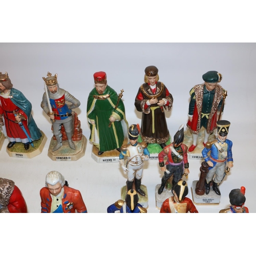 1263 - Thirteen Alfretto porcelain figures of British monarchs, max. H23cm, and a group of figures of six f... 