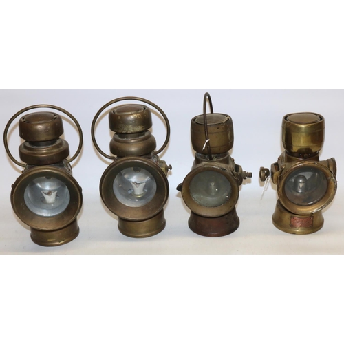 234 - Jos. Lucas Birmingham - King of the Road plated paraffin car side lamp, serial no.624 and three othe... 