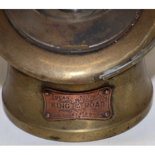 234 - Jos. Lucas Birmingham - King of the Road plated paraffin car side lamp, serial no.624 and three othe... 