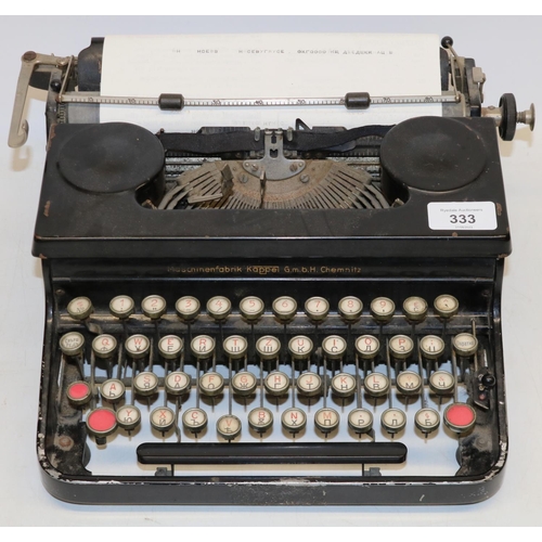 333 - Maschinenfabrik Kappel G.m.b.h. Chemnitz typewriter W28cm