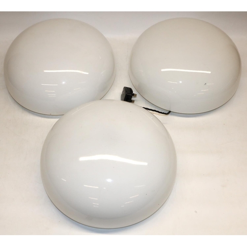 340 - Three C20th opaline ceiling lights with metal fittings D32cm