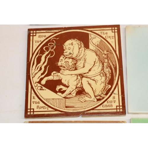 362 - Collection of twenty C19th fireplace tiles, incl. transfer printed and relief designs, Mintons, etc.