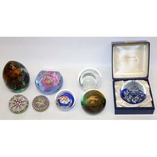 419 - Group of eight glass paperweights, incl. Caithness Sacred Circle 49/100, Caithness Water Lily and Pe... 