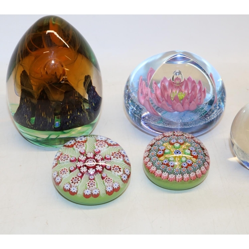 419 - Group of eight glass paperweights, incl. Caithness Sacred Circle 49/100, Caithness Water Lily and Pe... 