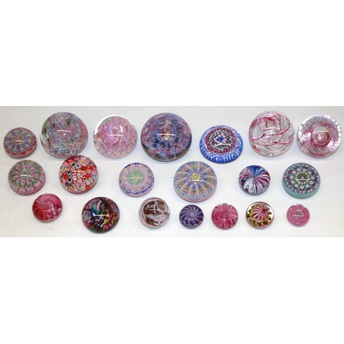 420 - Group of twenty paperweights, incl. millefiori, controlled bubbles, one Langham, one Caithness, etc.