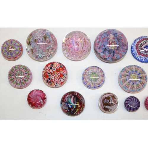 420 - Group of twenty paperweights, incl. millefiori, controlled bubbles, one Langham, one Caithness, etc.