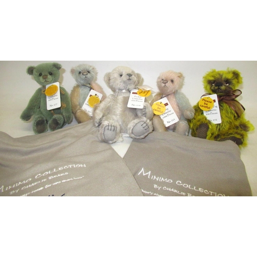 166 - Five limited edition Charlie Bears from the Minimo Collection, comprising Weeny 857/2000, Tino 277/6... 