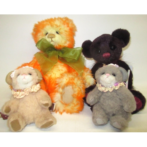 167 - Four Charlie Bears, including Parsnip, Velvet, Pearl Grey and Jasmine 31/600. Designed by Isabelle L... 