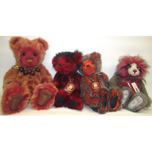 170 - Four Charlie Bears, including Taomi, Chuck, Grover and Pumpkin Pie. Designed by Isabelle Lee and Hea... 