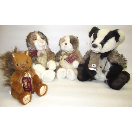 180 - Four Charlie Bears, including one limited edition Isabelle Collection Brock 238/500. In addition to ... 