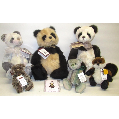 181 - Six Charlie Bears, including three limited edition Minimo Collection bears, Tadpole 188/600, Townend... 