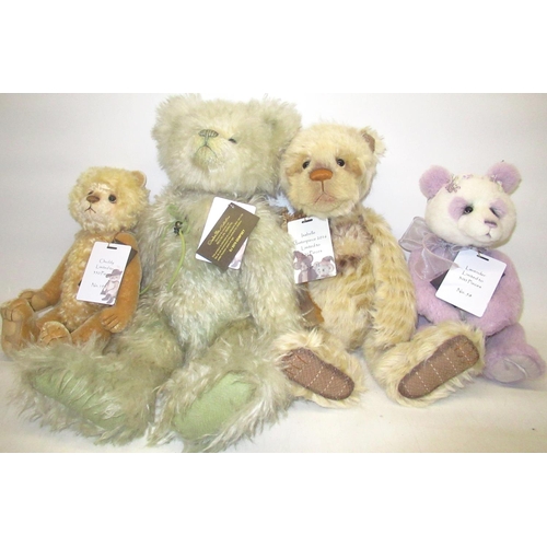 182 - Four limited edition Isabelle Collection Charlie Bears. Including, Lavender 58/300, Isabelle Masterp... 