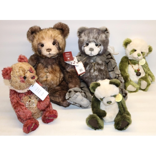 189 - Five Charlie Bears including one limited edition Isabelle Collection 'Antiquity' 298/300. In additio... 