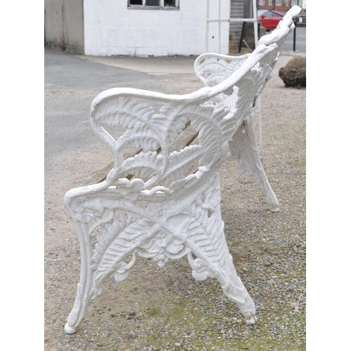 691 - Coalbrookedale style fern pattern cast metal garden bench, W154cm D55cm H89cm.