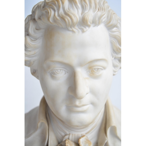 652 - Late C19th Parian ware hollow cast bust of Mozart, H53cm,