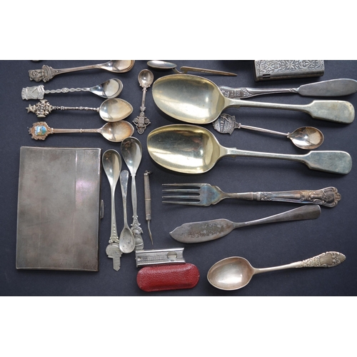 687 - Collection of metal spoons, some hallmarked silver (mostly steel/plated) to include hotel spoons (Gr... 