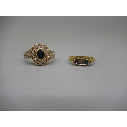 617 - 18ct yellow gold sapphire and diamond ring stamped 18, size  L1/2, 1.7g, and a 14ct yellow gold ring... 