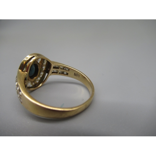 617 - 18ct yellow gold sapphire and diamond ring stamped 18, size  L1/2, 1.7g, and a 14ct yellow gold ring... 