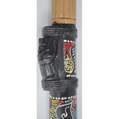 655 - Tribal style cane blowpipe with 3 steel tipped darts, L142cm