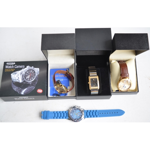 674 - As new Gianni Sabatini gold plated quartz wristwatch with date D42mm, Zennox quartz Watch Camera, th... 