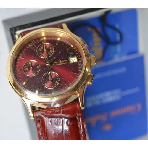 674 - As new Gianni Sabatini gold plated quartz wristwatch with date D42mm, Zennox quartz Watch Camera, th... 