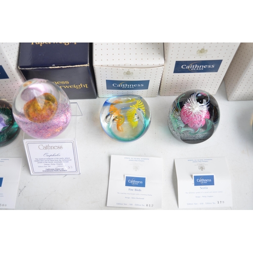 688 - Collection of glass paperweights to include 8 boxed Caithness examples with numbered certificates an... 