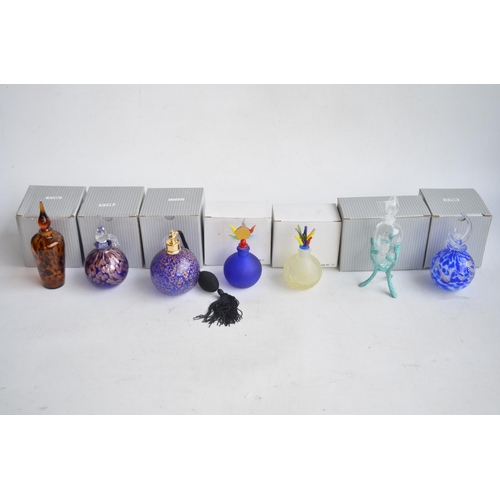 690 - 22 boxed decorative glass perfume bottles, all complete to include Glass Act Studios examples