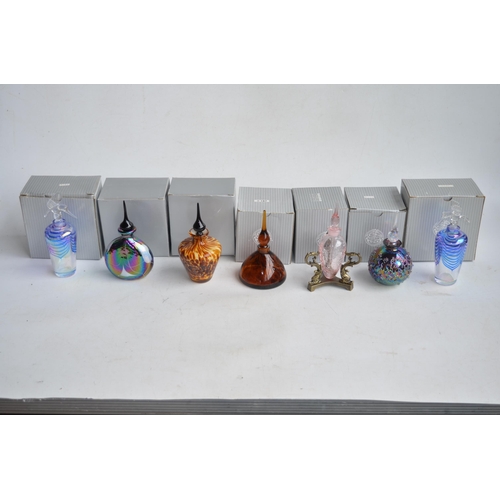 690 - 22 boxed decorative glass perfume bottles, all complete to include Glass Act Studios examples