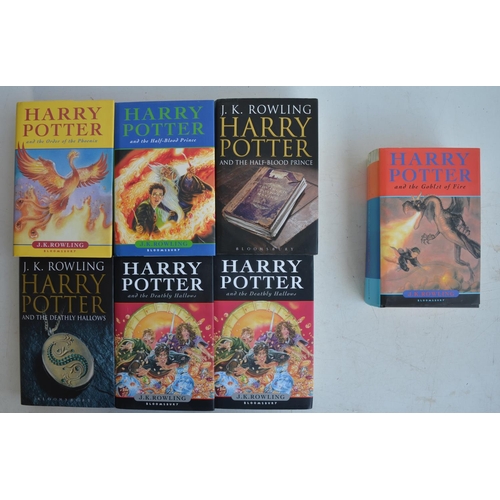 709 - Seven hardback Harry Potter books by J K Rowling to include 6 first editions, (1 x Order Of The Phoe... 